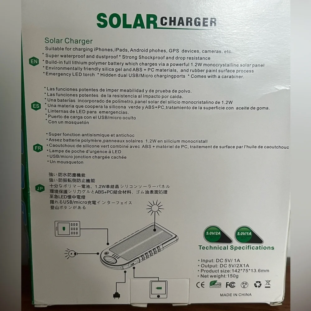 Solar Charger in Black and Blue